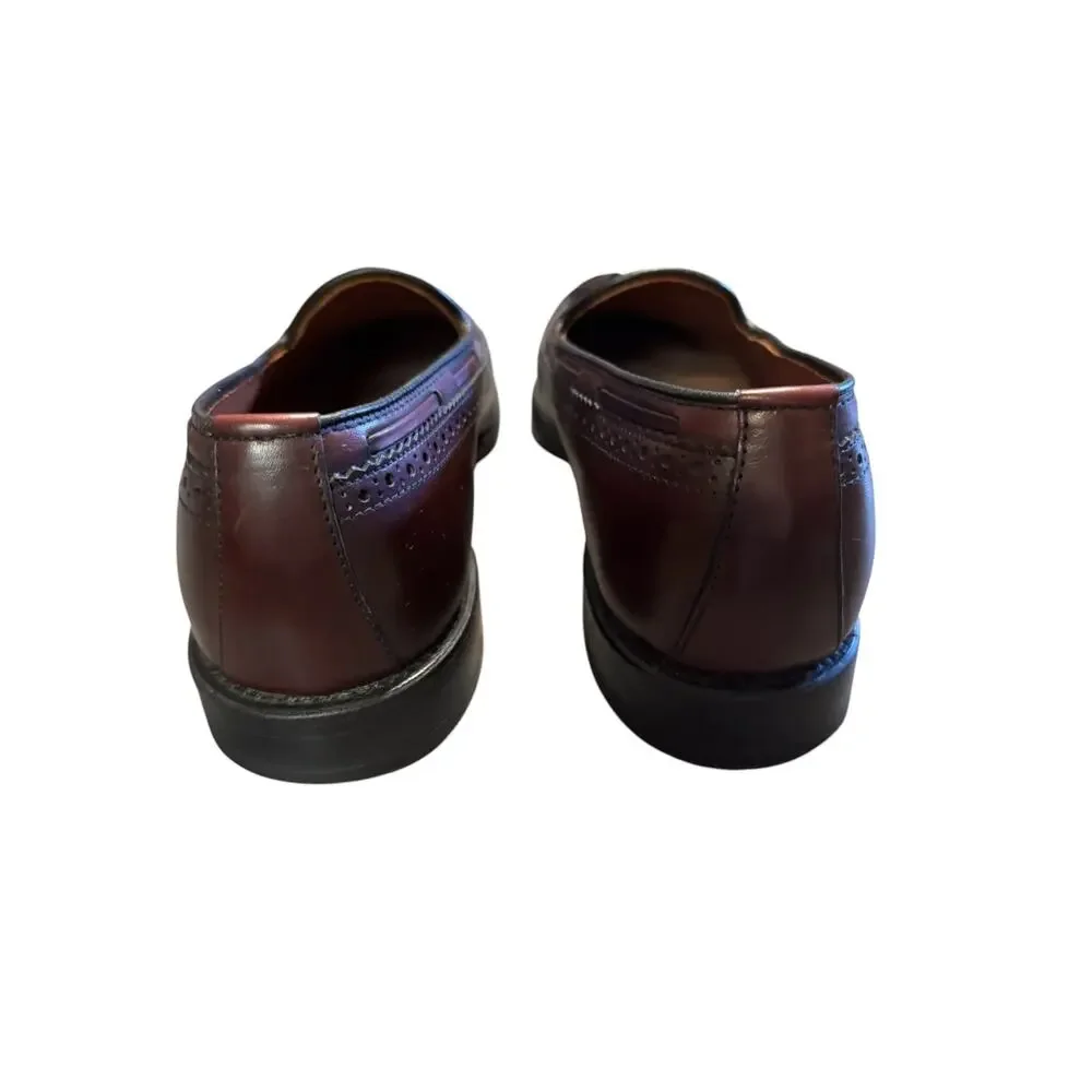 Allen Edmonds Manchester Tassel Loafer Shoe Men Size 9 Burgundy Leather